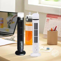 Electric Fan Streamlined Table Fan Mini Tower Fan USB Interface LED Light Extended Air-Outlet Bladeless Cooling Fan USB Fan