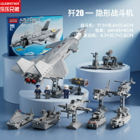 樂樂兄弟殲20戰斗機男孩軍事小顆粒拼裝玩具中國積木航空飛機模型77