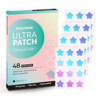 Cute Blue Star Pimple Patch with Salicylic Acid Hydrocolloid Pimple Stickers Iridescent Colors 48 Pc