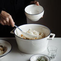 新居意創意單個性大號湯碗大碗北歐餐具家用陶瓷泡面碗湯盆雙耳碗