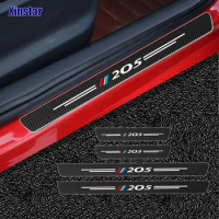 4Pcs Carbon Fiber Car Door Sill Sticker For Peugeot 205 Auto Accessories