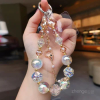 Mobile Phone Lanyard Dream Starry Crystal Bead Bracelet Wrist Strap Bracelet Short Clip-on Mobile Phone Case Universal Sling