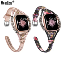 Vintage Leather Strap for Apple Watch Bands Women Twist Strip Strap Rivet with Metal Rope Wristband Dressy Stylish iwatch Series