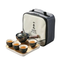 【輕旅行】小康旅行組攜帶式茶具 泡茶組 一壺四盃(360°翻轉自動茶具組 送禮首選)