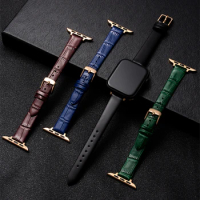 Thin Bracelet For Apple Watch 7 Band 45mm 41mm SE Series 6 5 4 44mm 40mm iWatch Slim Leather Strap For Applewatch 3 42mm 38mm