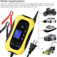 Portable Automatic Battery Charger with LCD Display Auto Battery Charger for Motorcycle SUV AGM for Cars Motorcycle RV SUV ATV