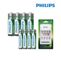 PHILIPS 飛利浦 USB低自放鎳氫充電電池組(智慧型充電器+3號4入+4號4入)