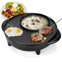 Korean-style Shabu Shabu Electric Hot Pot Barbecue Grill Smokeless Electric Pan Multi-functional Electric Hot Pot Barbacoa
