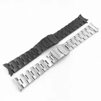 Silver 18mm 20mm 22mm Stainless Steel Oyster Curved End Bracelet Watch band Strap Fit For Seiko Diving Watch
