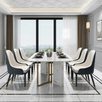 Nordic designer dining table marble rectangular creative light luxury dining table modern simple dining table chair combination