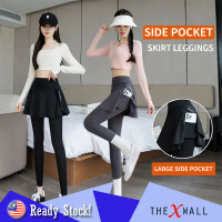 Muslimah Skirted Leggings Sport Skirt Pants | Modest Sportswear with Pocket | Running Gym Pickleball
