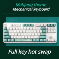 ECHOME Mechanical Keyboard 87 Keys Mahjong Theme Wireless Bluetooth Wired Hot Swap Gaming Keyboard for Laptop Tablet Computer