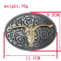Golden Bull Head Belt Buckle Western Style Pattern Soleplate