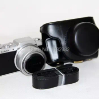 leather camera case bag Camera strap for Panasonic Lumix GF7 GF6 GF5 GF3 12-32 X 14-42 Camera with Straps