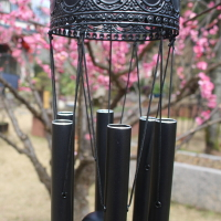 新音樂風鈴創意 金屬黑色鋁管風鈴掛飾 家居庭院花園裝飾禮品