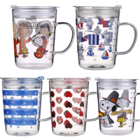 【優貝選】史努比SNOOPY 多用途刻度牛奶杯/玻璃杯 350ML(平輸品)
