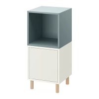 EKET 附櫃腳收納櫃組合, 白色 淺藍灰色/木質, 35x35x80 公分