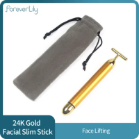 24k Gold Vibration Facial Slimming Face Beauty Bar Pulse Firming Facial Roller Massager Lifting Skin Tightening Wrinkle Stick