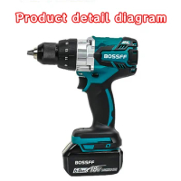 Brushless electric drill 20+3 torque 650NM 13MM cordless impact hammer Makita 18V battery lithium-ion electric screwdriver