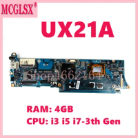 UX21A With i3 i5 i7-3th Gen CPU 4GB-RAM Notebook Motherboard For ASUS UX21A UX21 Laptop Mainboard 100% Tested OK