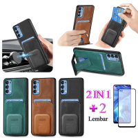 Casing For OPPO Reno 4 Dengan Bracket Deformasi dan Slot Kartu Kredit Dompet Film Keramik Layar Prot