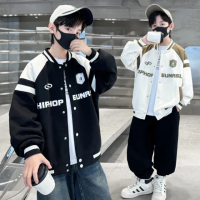 【UniKids】中大童裝長袖外套 字母拼色棒球服夾克 男大童裝女大童裝 VPlbb-R(黑 米白)