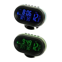 Car Digital Thermometer Clock Voltmeter Alarm Monitor Digital Clock 12V