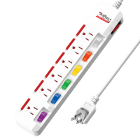 【iPlus+ 保護傘】7開6插防塵旋轉扁插延長線1.2m(PU-3763S)