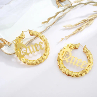 Statement Earrings Exaggerated Round Gold Crown English QUEEN Bamboo Large Earrings Jewelry