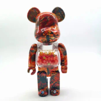 New Maple Leaf Qianqiu Violent Bear Building Block Bear Bearbrick 28cm Living Room Decoration Doll Joint Ring Color Box 400%