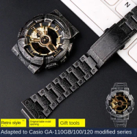 Metal Set Watch Strap Case Modified Stainless Steel Carved Watchbands For Casio G-SHOCK GA110/100 120/140 GW-9400 Men's Bracelet