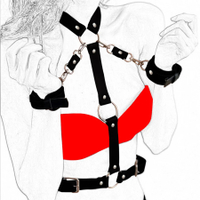 [UOAFLKEXIAKEJIBJ] Harness Handcuff  Accessories Chest Strap Suspneder for Women PU Leather Backhand