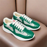 European High-End P Brand Patent Leather Fashion Casual Sports Sneakers Breathable White Shoes Class