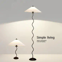Second Hand Floor Lamps Minimalist Pleated Fabric Living Bedroom Decoration Home Bedside Lamps Sofa Corner Standing Floor Lights