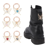 Diamond Butterfly-Shaped Martin Boots Shoes Buckles Decoration Gothic Personality Shoe Pendant Shoes Accessories Lucky Jewelry