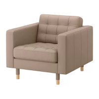 LANDSKRONA 扶手椅, grann/bomstad 深米色/木材, 89x89x78 公分