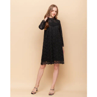 【perng yuh 芃諭名品】輕盈柔質 高領 蕾絲 A字洋裝(2024 AW Collection｜3C秋冬新品上市)