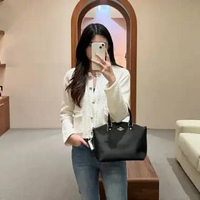 Tas COACH SADIE GHW BLACK GRAINED LEATHER SATCHEL BAG WITH LS 100% ORIGINAL 24X11X22CM