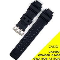 PU Watchband for Casio G-Shock GA-1000 /GA-1100 GW-4000/GW-A1100 G-1400 Sport Waterproof Replacement Bracelet Band Strap Black