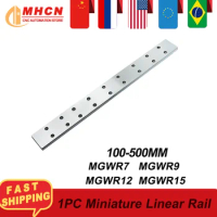MHCN 1PC MGWR7 MGWR9 MGWR12 MGWR15 100-500mm Without Block Miniature Linear Rail Widening guide railFor CNC 3D Printer