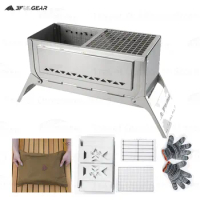 3F UL GEAR Camping Folding Firewood Stove All-In-One Style Tabletop BBQ Furnace 2.2kg Ultralight Outdoor Cooking Equipment Oven