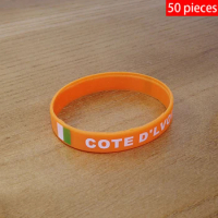 Wholesale Customized 50pcs Cote d'Ivoire National Flag Wristband Sport Silicone Bracelet Rubber Band