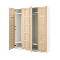 PAX/BERGSBO 衣櫃/衣櫥, 白色/染白橡木紋, 200x60x236.4 公分