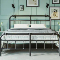 King-Bed-Frame-with-Headboard and Footboard, 18 Inch Metal Platform King-Size-Bed-Frame, Premium Steel Heavy Duty Bed