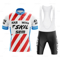 SKIL Retro Cycling Jersey Set Classical Bicycle Suit Bike Short Sleeve Men Bib Shorts Clothes Por Team Triathlon Men's Maillot