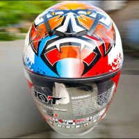 Helm kyt kyoto motif Quartararo white red glos visor clear repaint-M
