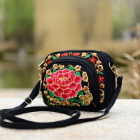 復古民族風刺繡花包包中國風帆布簡約手機包零錢包小包女士斜挎包