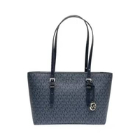 Michael Kors Quinn Medium Signature Logo and Leather Tote Bag Dressbluess Blue