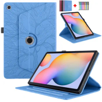 Tree Emboss PU Leather Coque For Samsung Tab S6 Lite Case 10.4 2022 Flip Tablet Cover For Galaxy Tab S6 Lite 10.4 SM-P610/5/3/9