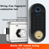 D2-Q3 No Wiring Fingerprint Password Intelligent Integrated Door Lock Remote Control Lock Fingerprint Lock IC Card Lock